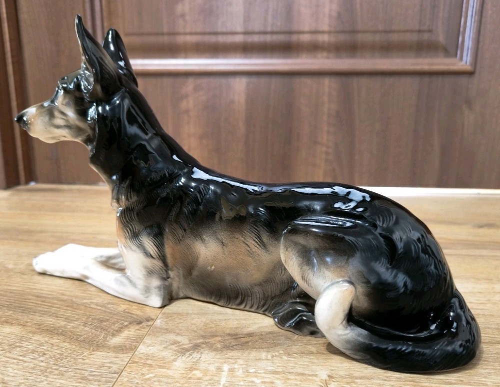 German Shepherd Large Porcelain Figurine Germany