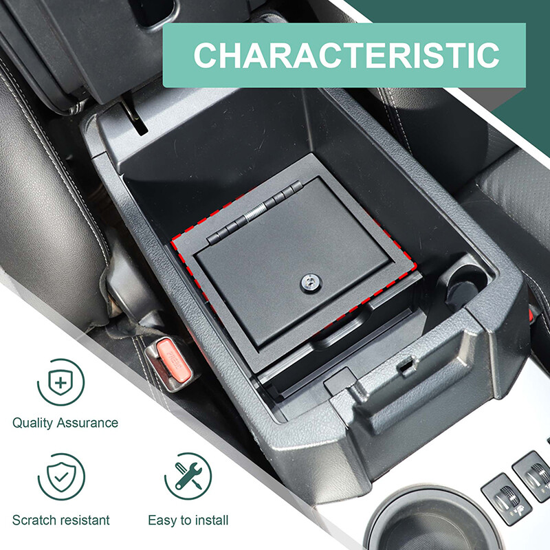 Locking Center Console Security Safe Armrest Storage Box for 4Runner 10+ w/ keys