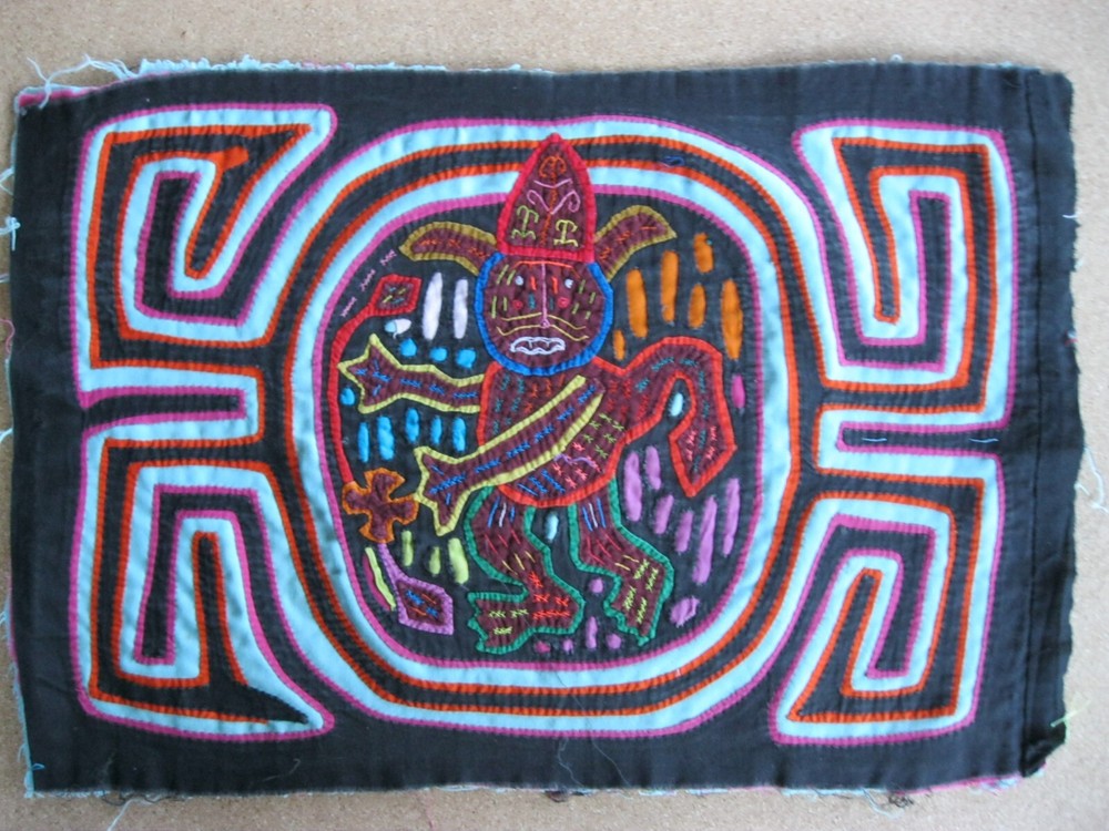 Kuna Native Hand-Stitch Panama Mola E 1311 Folklore Dancer
