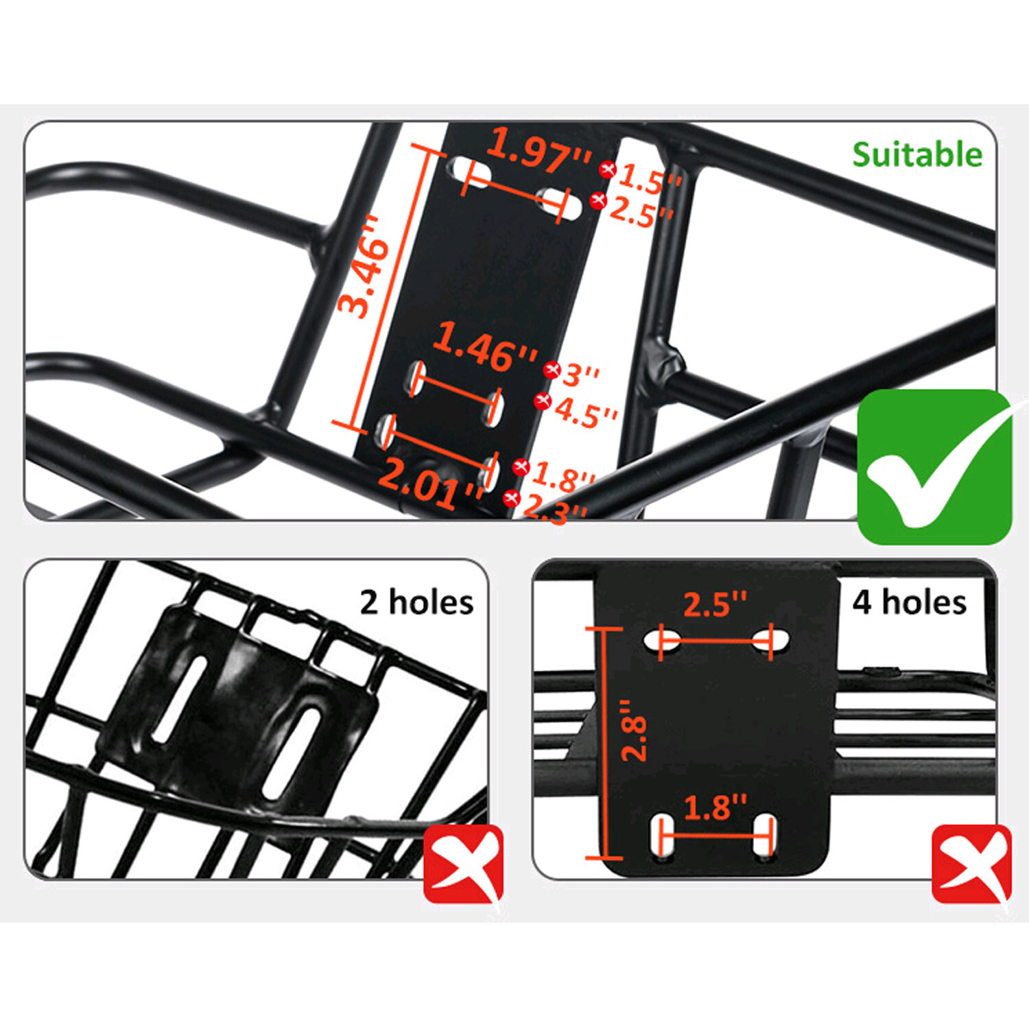 Electric Bike Metal Front Basket Small for Motan M-330/M-81/M-430/M-550