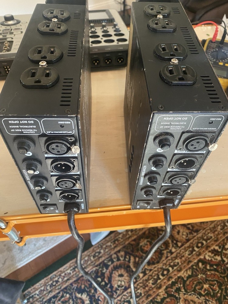Two Leviton D4DMX-MD3 4-Channel Programmable Dimmer Pack Integrating DMX 15A