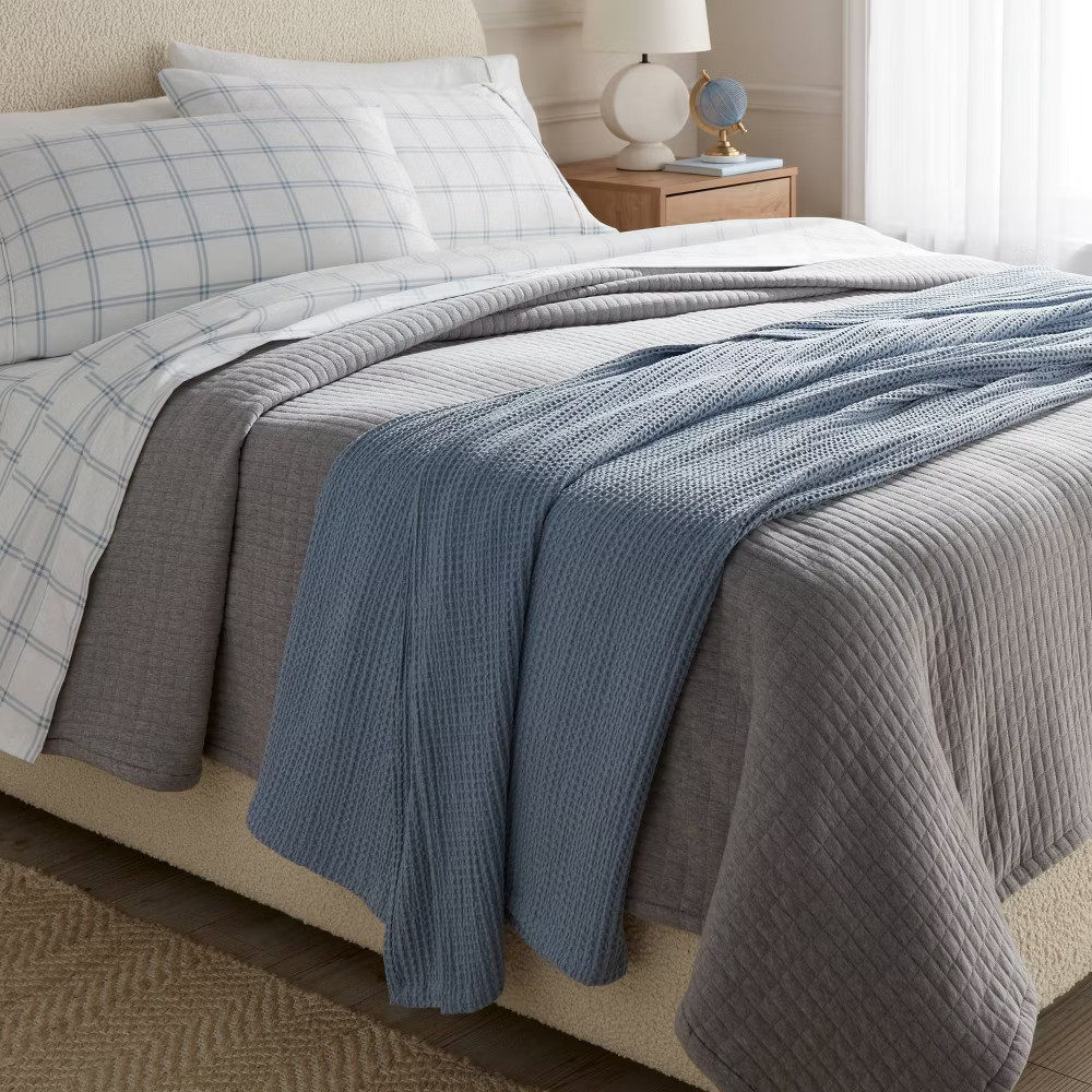 King TENCEL Lyocell Waffle Bed Blanket Light Blue - Threshold