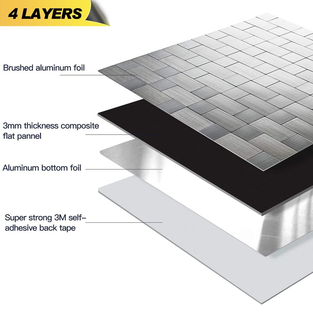 Yipscazo 10-Sheets Peel and Stick 12 x 12 Inch, Square + Rectangle