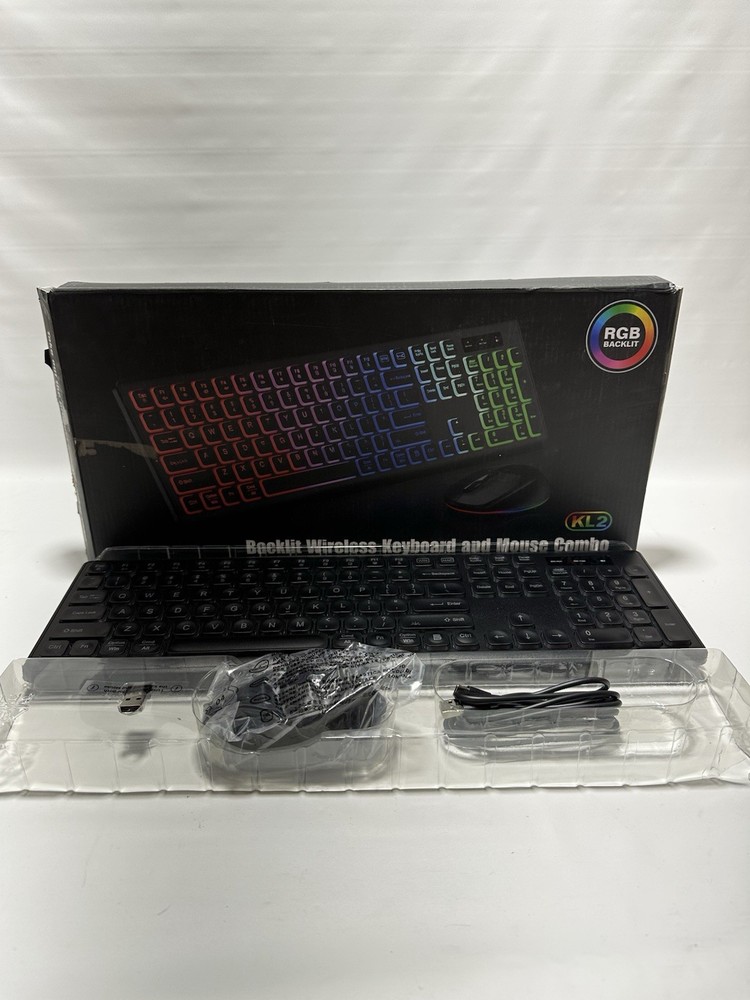 SABLUTE Wireless Keyboard & Mouse Backlit Rechargeable Combo Black