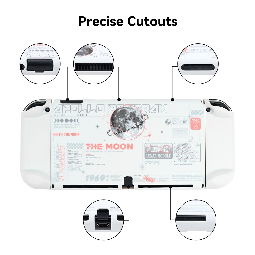 GeekShare Protective Case for Nintendo Switch OLED 2021 Slim Cover Shell Moon