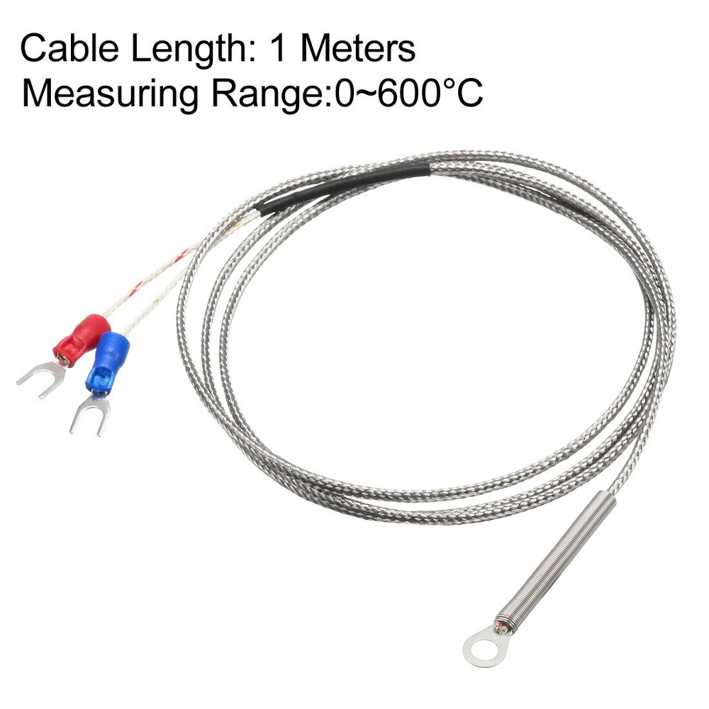 K Type Temperature Sensor Probe 1M Cable 6mm Hole Spring Thermocouple