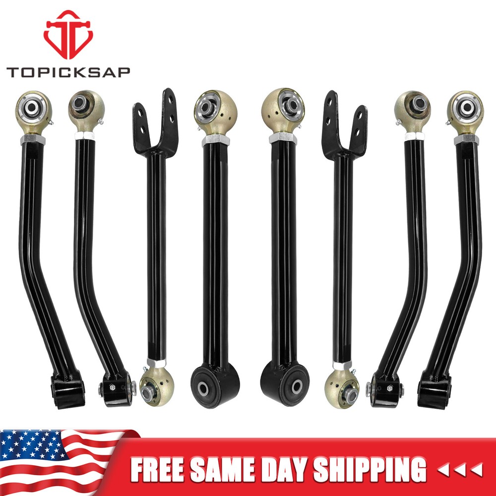 Front Rear Lower Upper Adjustable Control Arms Kit for 2007-2018 Jeep Wrangler