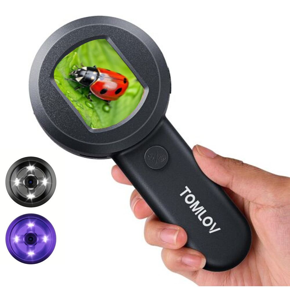 Microscope for Kids, 2" IPS Screen 100X Handheld Digital Microscopes HD Pocket