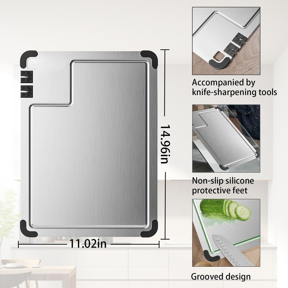 Premium Titanium Cutting Board with Dual Knife Sharpener, Coarse & Fine Sharp...
