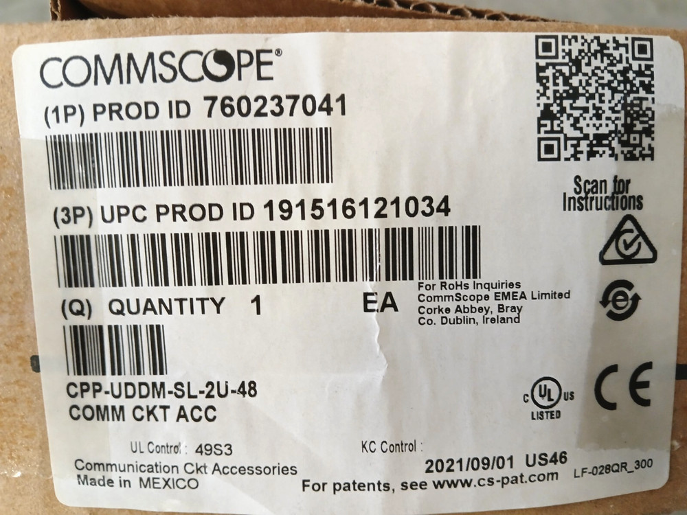 CommScope 48 Port Discrete RJ46 Patch Distribution Panel / CPP-UDDM-SL-2U-48
