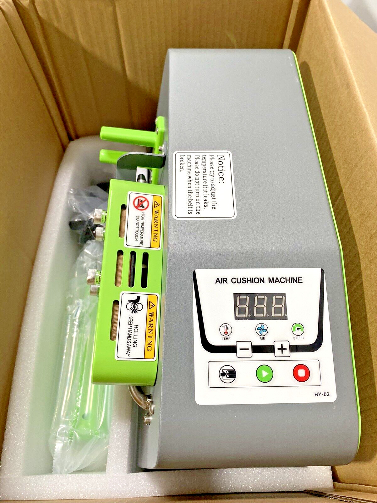 Air Cell, HY-02 Air Cushion Bubble Maker Machine, Air Pillow inflator + 2 Rolls