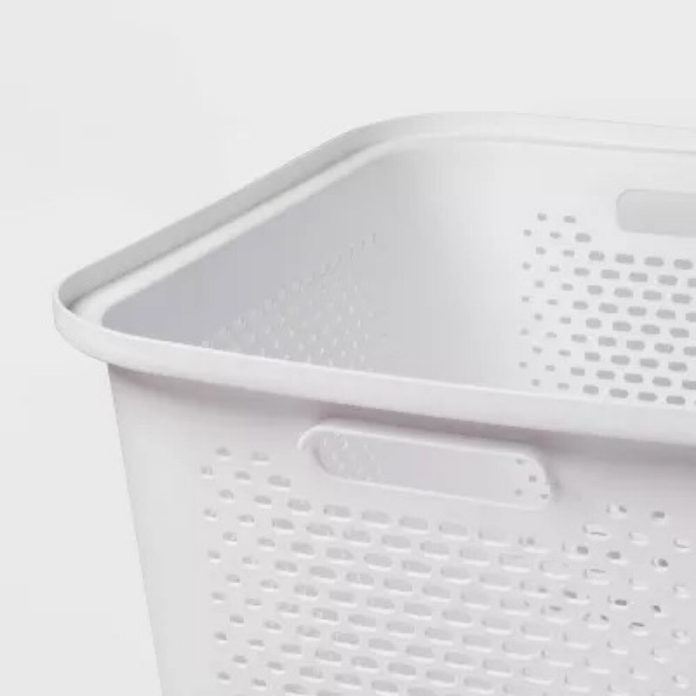 Large Decorative Plastic Bin with Cutout Handles
