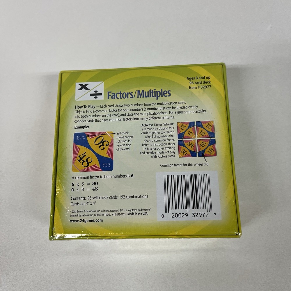 24 Primer Game Factors-Multiples 96 Self Check Math Cards -8+
