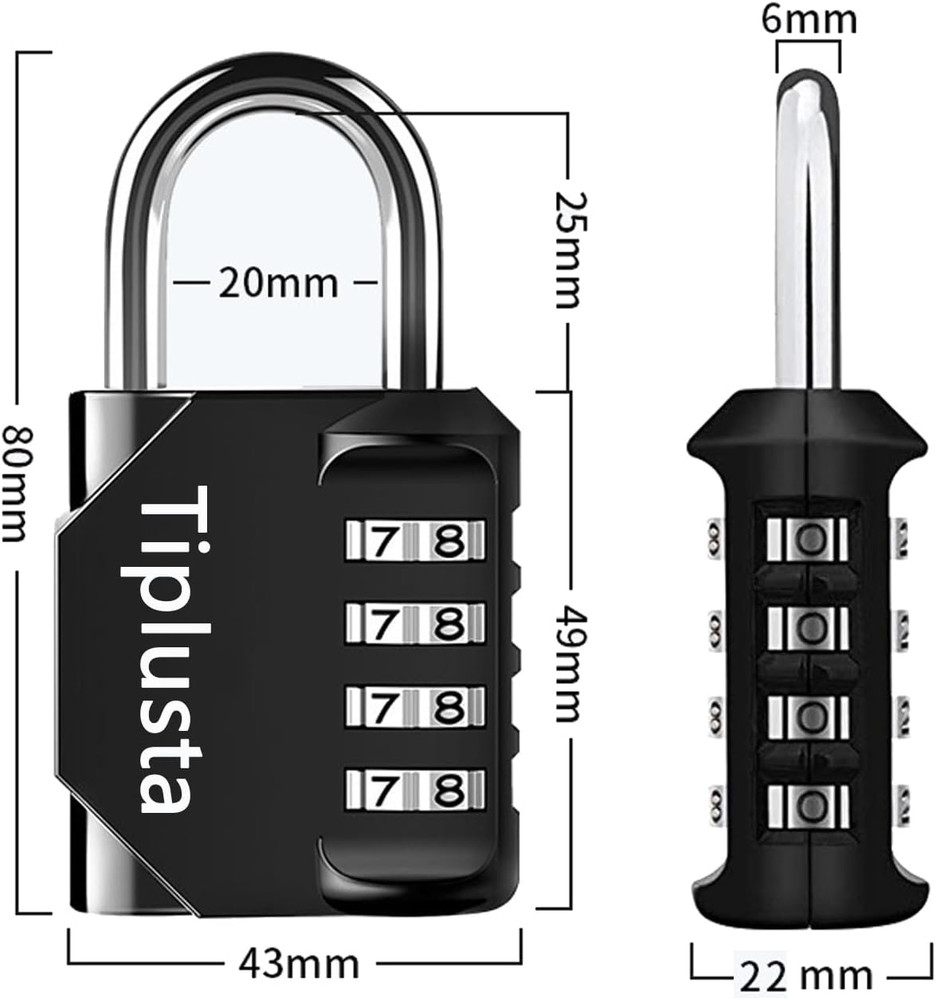 2 Pack Combination Lock, 4 Digit Resettable Padlock Lock Waterproof for Schoo...