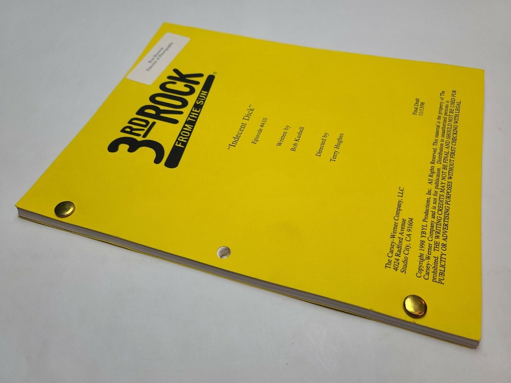 3RD ROCK FROM THE SUN / Bob Kushell 1998 TV Script, John Lithgow "Indecent Dick"