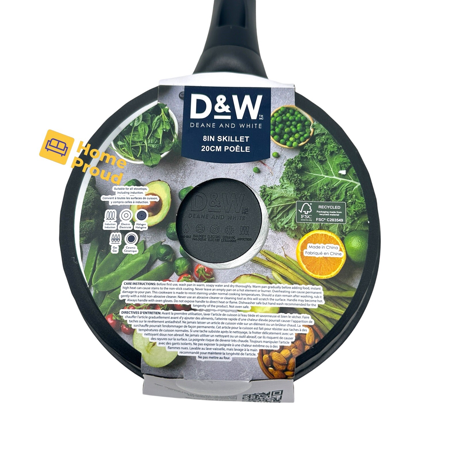 D&W Frying Pan Nonstick FRY Skillet 8 inch Deane&White Premium Kitchen Cookware