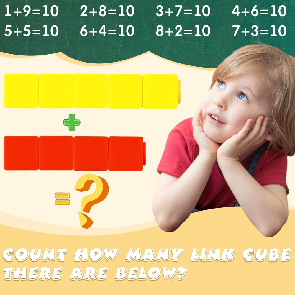 100 Pcs Linking Cubes Plastic Math Cubes Manipulative Counting Blocks STEM Sn...