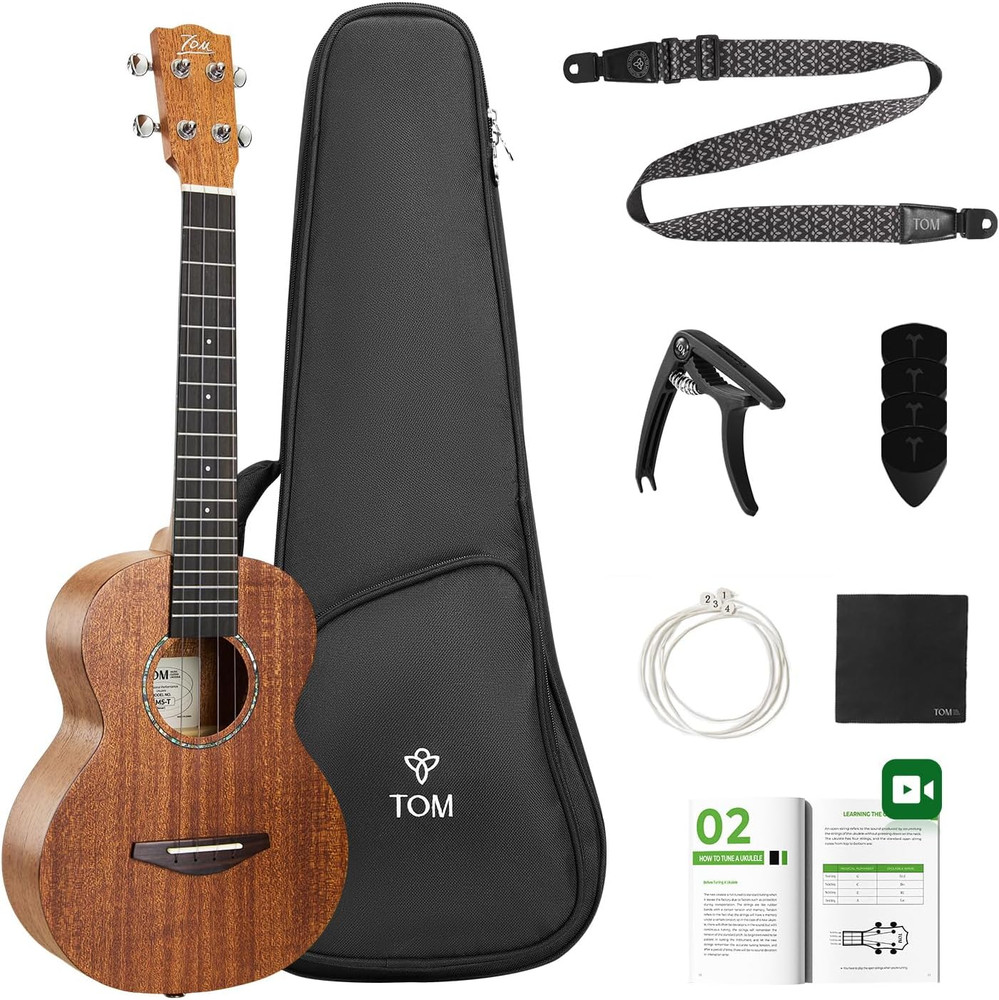 26” Tenor Ukulele – Solid Top Mahogany Includes Quick Locking Strap, Professiona