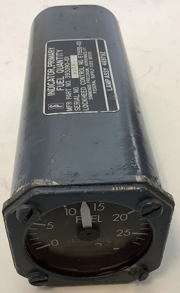 Simmonds Precision Primary Fuel Quantity Indicator Gauge 393090-101