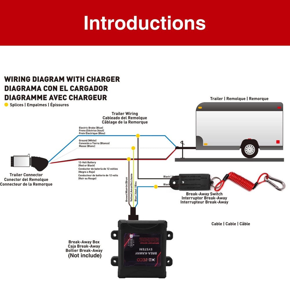 6Ft 1.9M Trailer Breakaway Switch Break Control Kit Electric Brake Switch