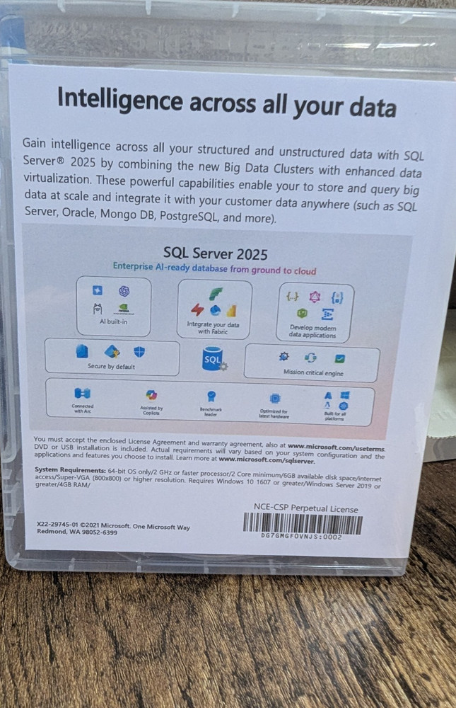 Microsoft SQL Server 2025 Standard - Single Server Perpetual - 24 Core (USB)