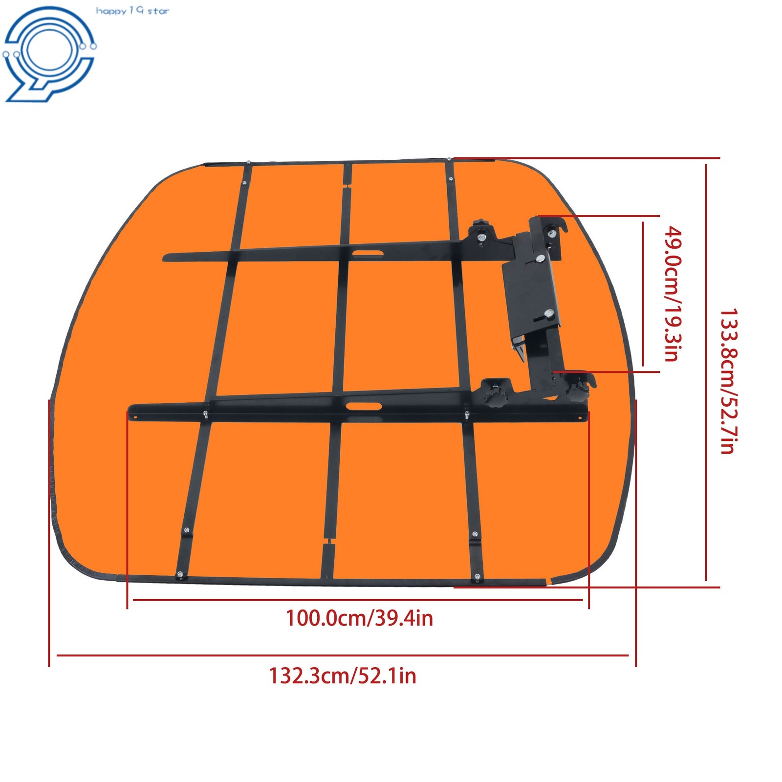 Orange Universal Tuff Top Tractor Canopy 52" X 52" For ROPS 2" x 2" or 2" x 3"