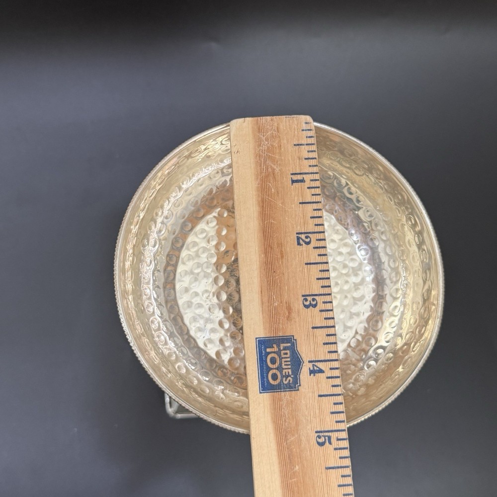 Vintage Hammered Silver Plated Bejeweled Cabochon Decorative 8” Candle Holder