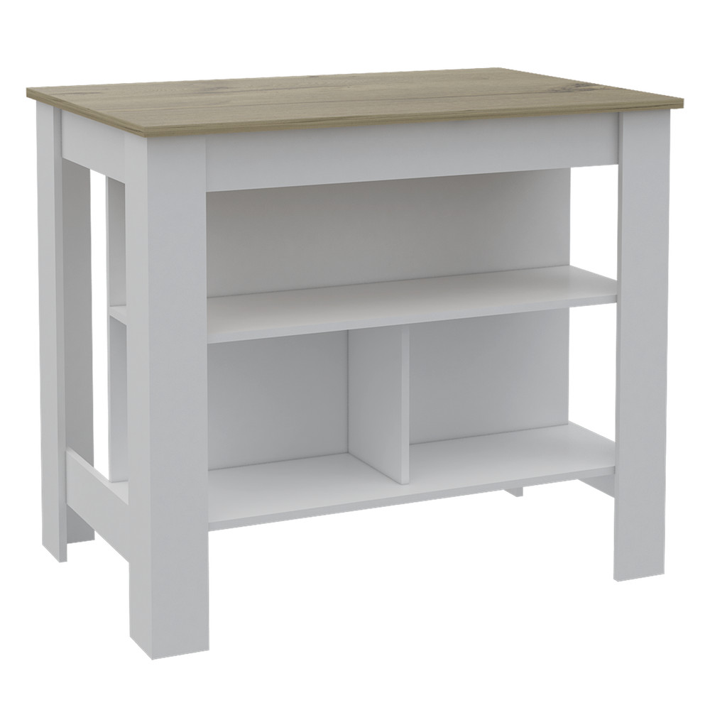 Antibacterial Surface Kitchen Island, Three Concealed Shelves