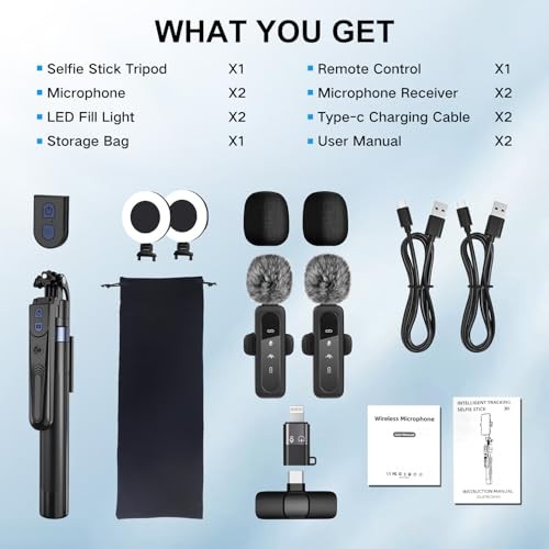 Content Creator Vlogging Kit for iPhone/Android,70-inch Auto Face Black-LM