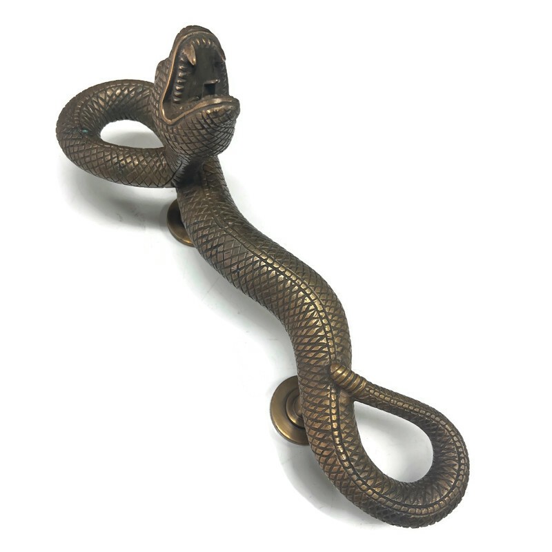 strong hidden fix leg Brass Large SNAKE Python Curly body Old Style handle heavy