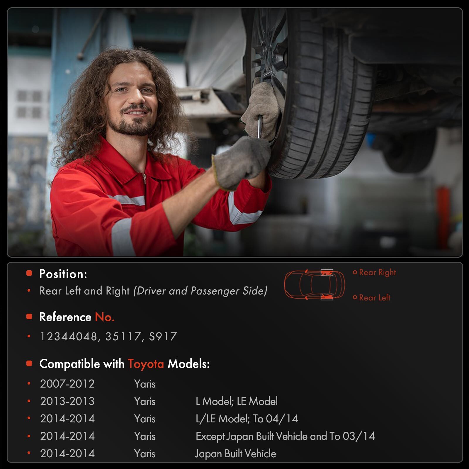 Rear Brake Drums +Ceramic Brake Shoes for Toyota Yaris 2007 2008 2009 2010-2014