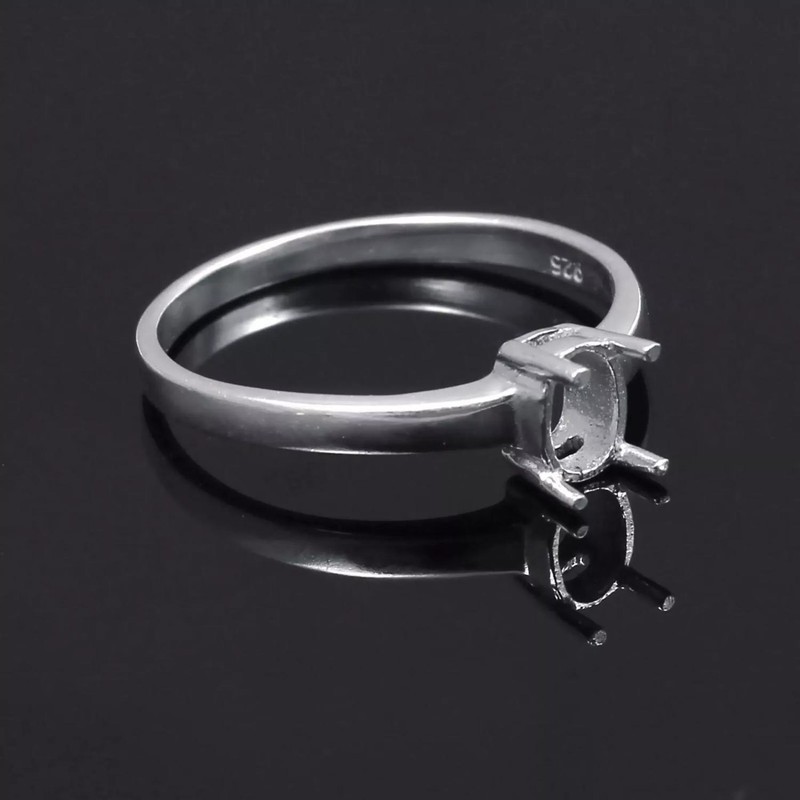 Semi Mount Ring Stone Setting Size 8X6 MM Oval Shape 925 Sterling Silver Ring