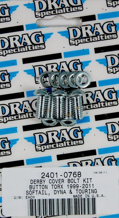 Drag Specialties Derby Cover Bolt Kit with Torx Head Chrome #173751