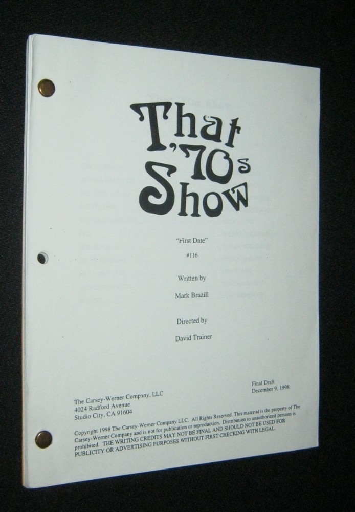 Original THAT '70s SHOW Script Season 1 EP 16 First Date FINAL DRAFT