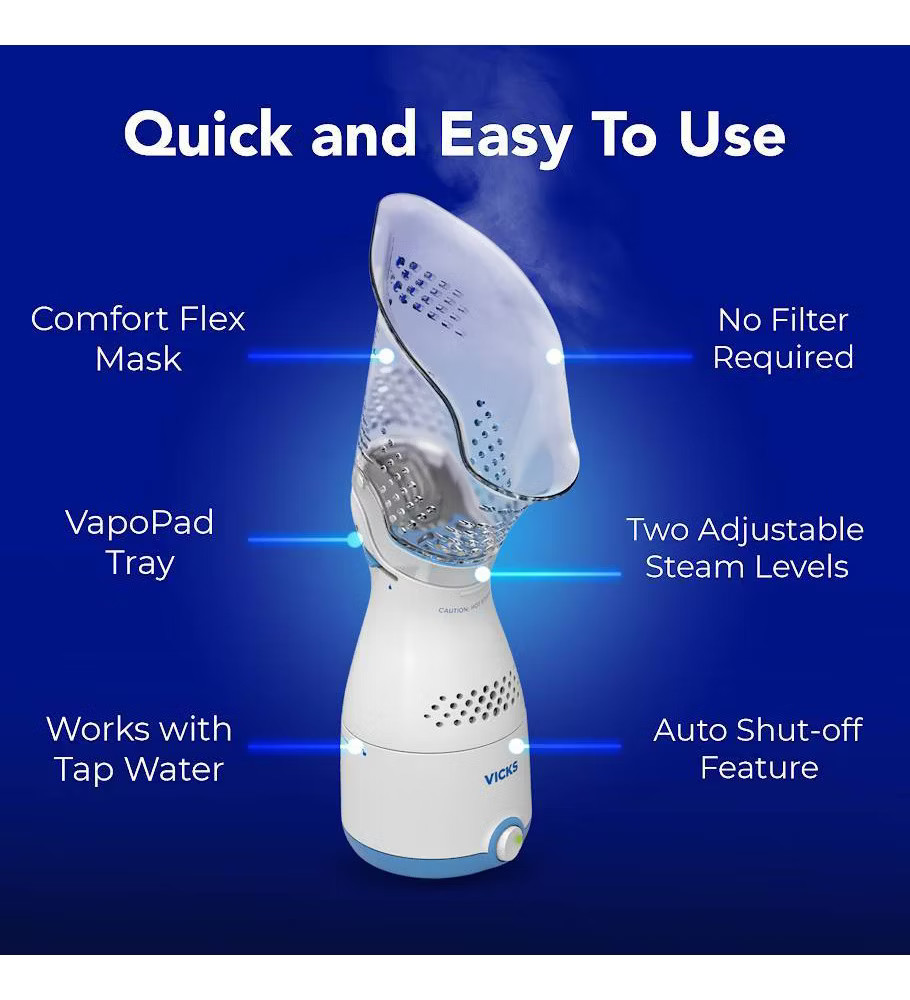 Vicks Personal Steam Inhaler with Variable Steam Control & Soft Mask -