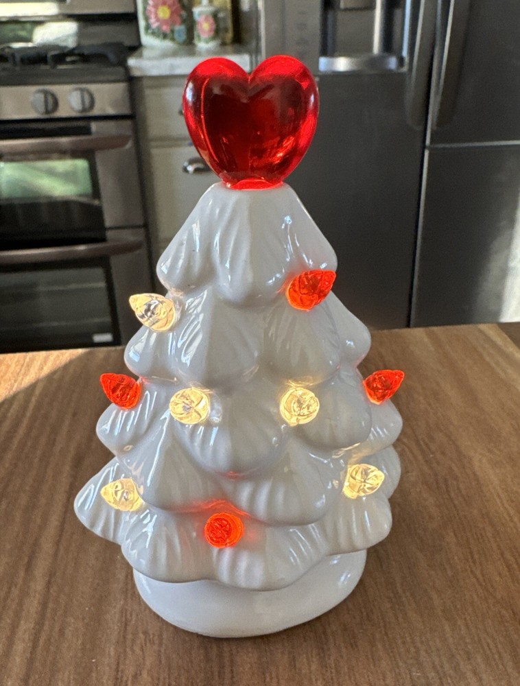 Light Up Ceramic Mini Valentine’s Day Christmas Tree 4.7”