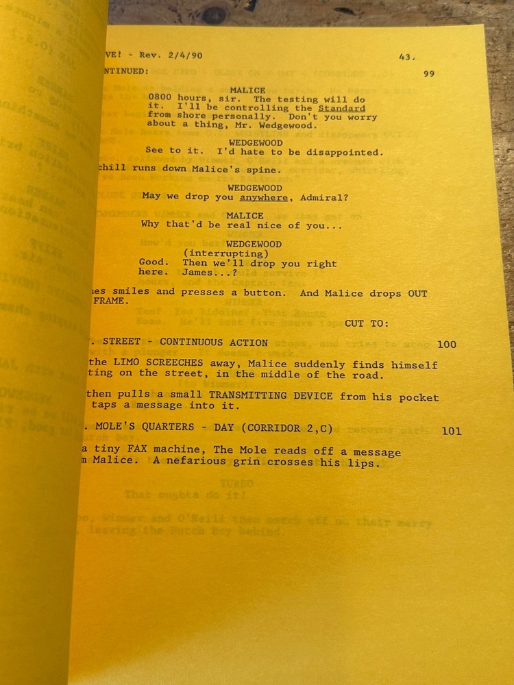 GOING UNDER AKA DIVE MOVIE ORIGINAL SCREENPLAY SCRIPT BILL PULLMAN