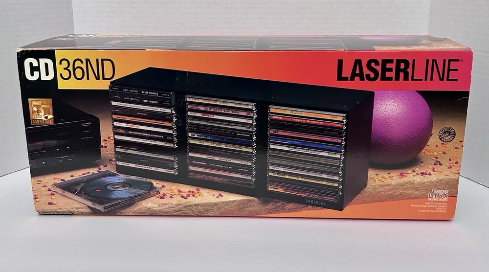 Vtg Laserline CD 36ND Wall Mountable Compact Disc Storage Rack, Stores 36 CDs