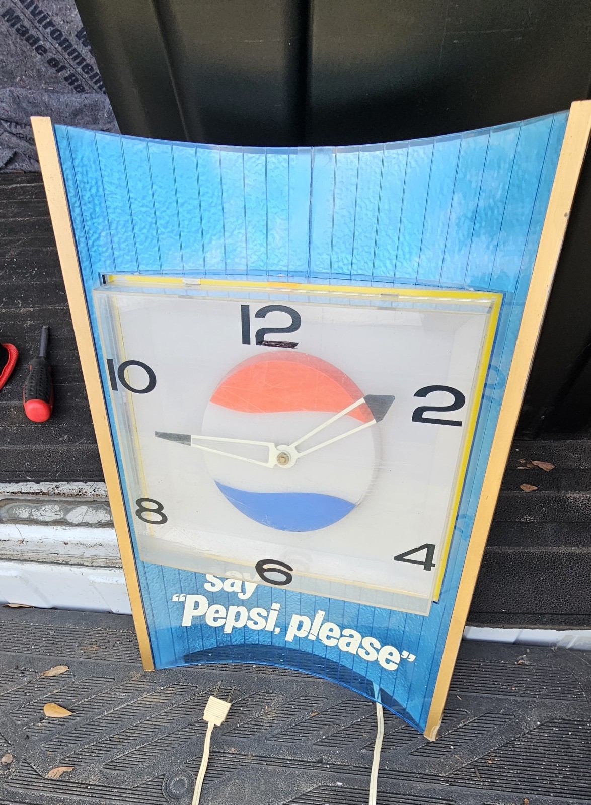 Vintage Say Pepsi Please Sign Clock Light Cola Pepsi-Cola Soda Display Dealer