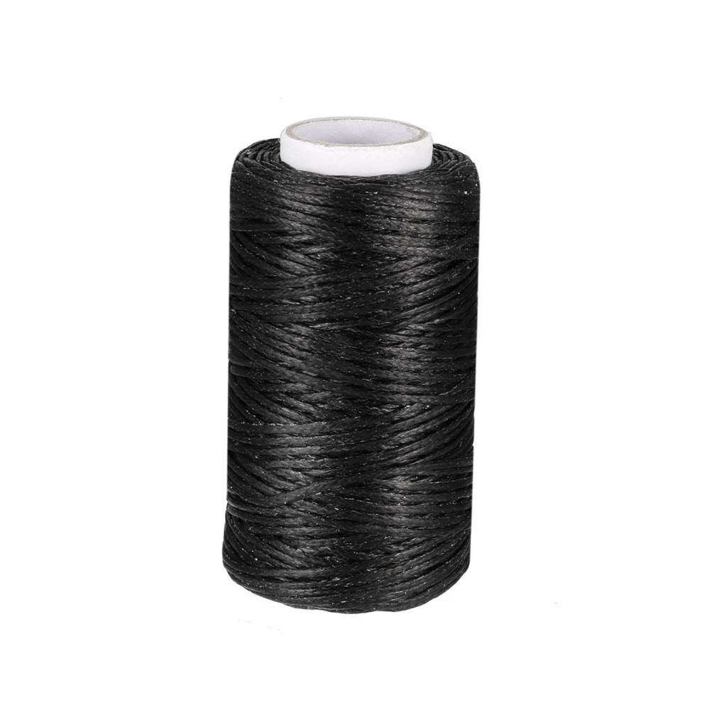 Leather Sewing Stitching Flat Waxed Thread String Cord (150D 1mm 50M, Black )