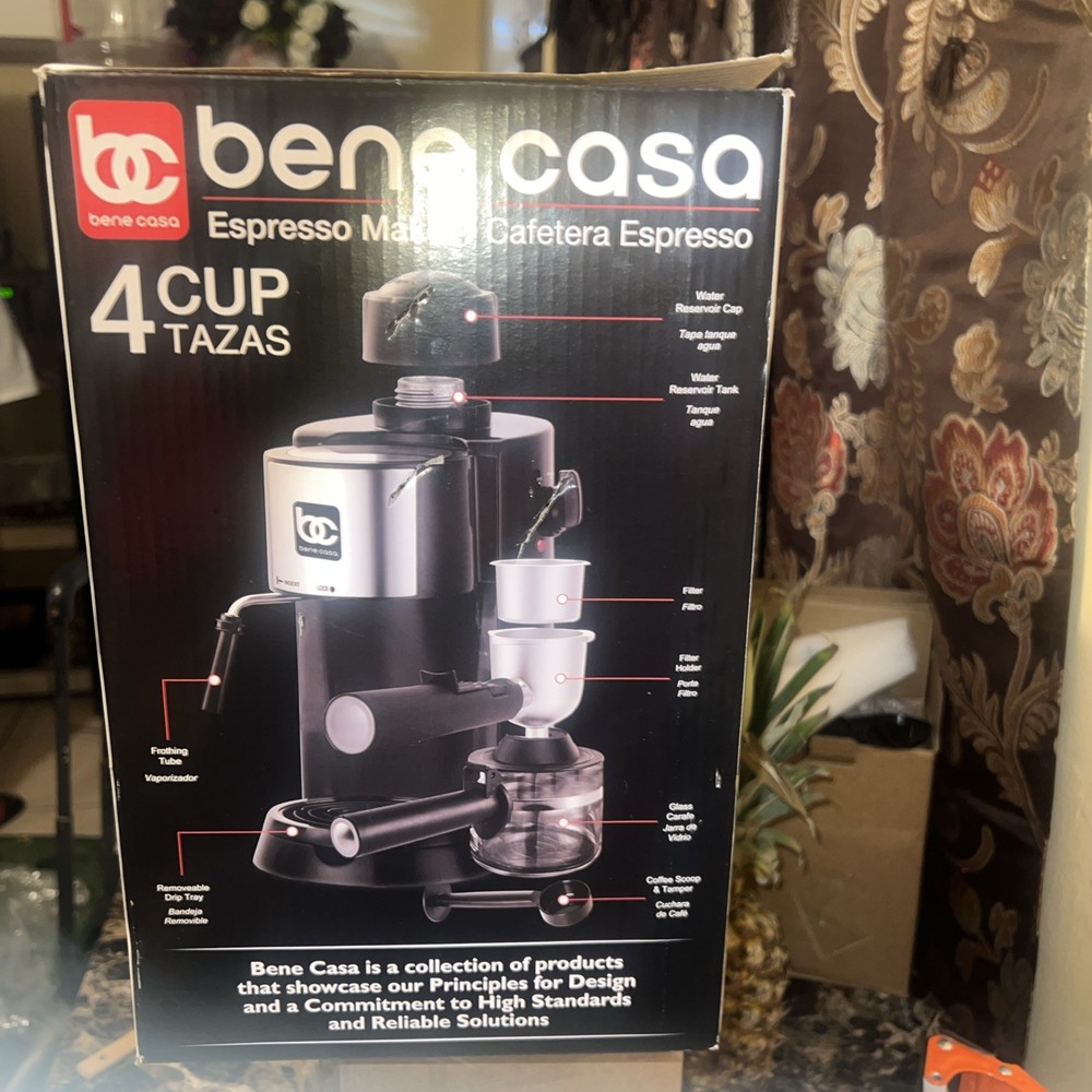 Bene Casa Espresso Maker, Black, 4 CUP