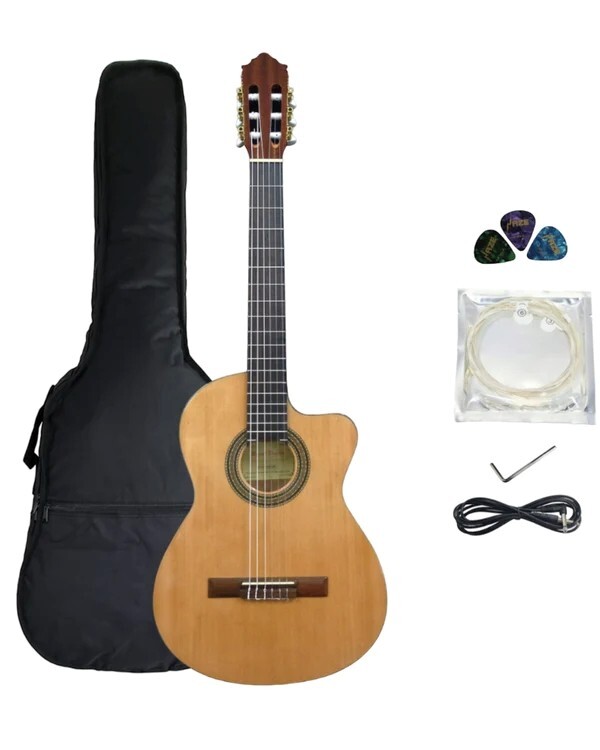 Miguel Rosales Thin Body Solid Spruce Top Classical Guitar + Free Bag- C3BCEQSM