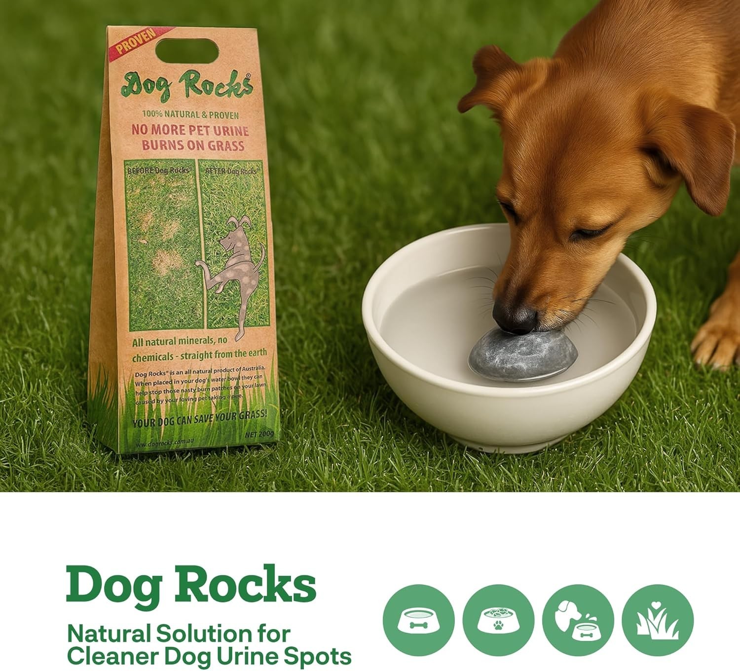 Dog Rocks for Urine Burning Grass 200g - Made in Australia