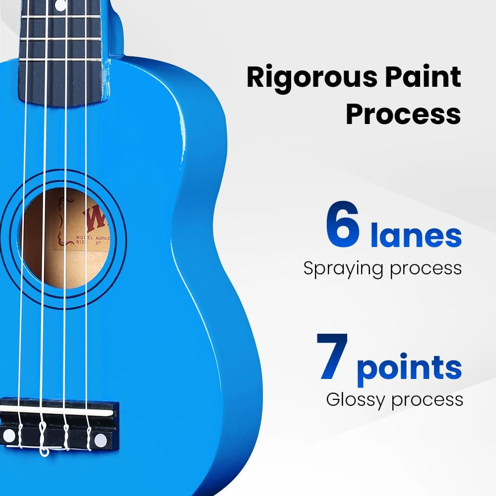 Soprano Ukulele Starter Kit for Beginners with Bag, Clip-On Tuner, Extra Strings