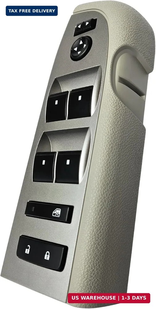 Window Switch Master Switch, Gray Bezel, Lock, & Mirror for 2010-2013 Chevrolet