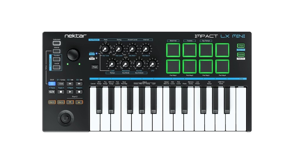 Nektar Impact LX Mini USB MIDI Controller Keyboard Bundle with Focusrite Scar...