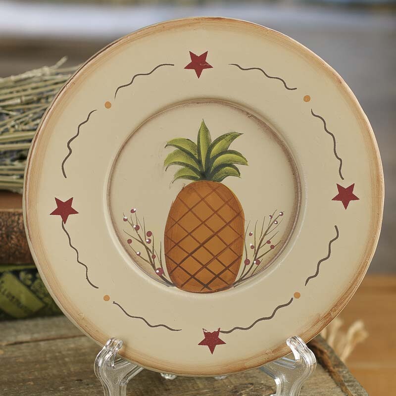 Prim Painted Pineapple Decorative Plate