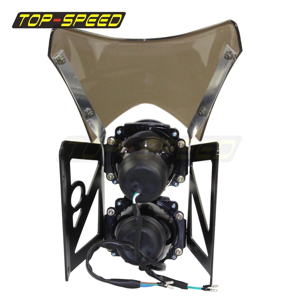 Universal Motorcycle E-mark Streetfighter Dual Headlight Assembly w/ Windscreen