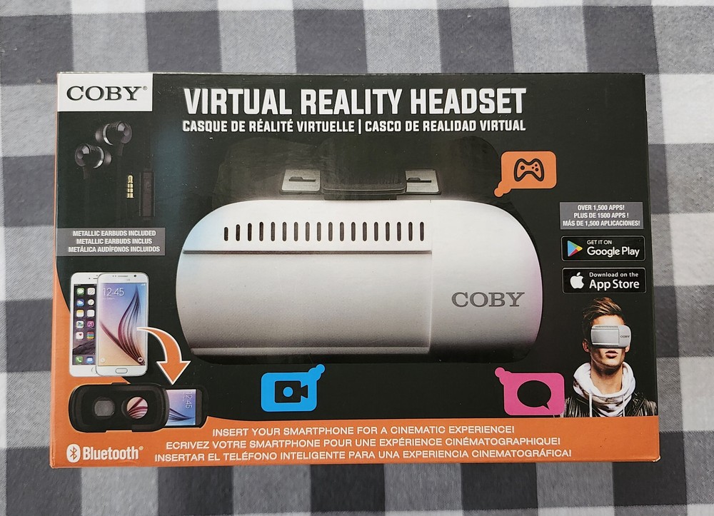COBY VR HEADSET WITH METALLIC EARBUDS AND BLUETOOTH NEW