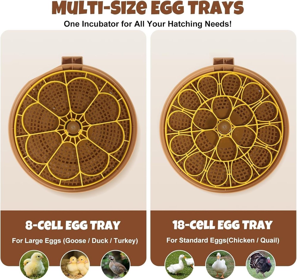 Smart 18-Egg Incubator for Hobbyists — Adjustable Auto Egg Turn with Auto Stop b